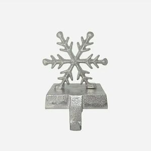 Silver Toned Metal Snowflake Stocking Holder NWT Christmas Holiday